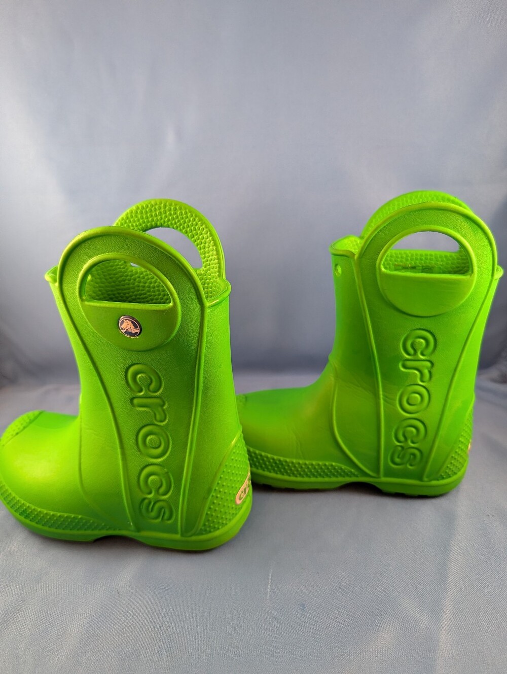 Crocs Handle It Green Rain Boots Unisex Kids Waterproof Pull-On 12803 - Picture 5 of 10